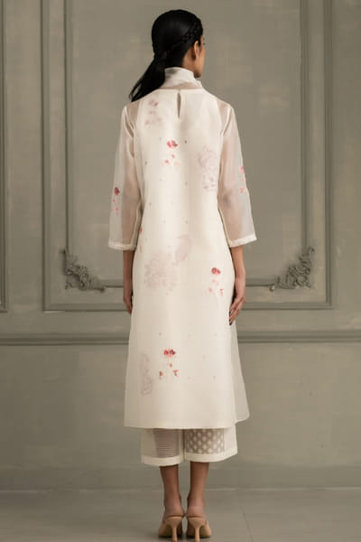 ARCVSH by Pallavi Singh Ivory rose applique scalloped jacket set ARCVJUL26D149854