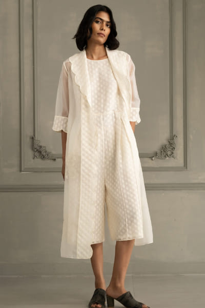 ARCVSH by Pallavi Singh Ivory embroidered brocade jumpsuit set ARCVJUL26D149852