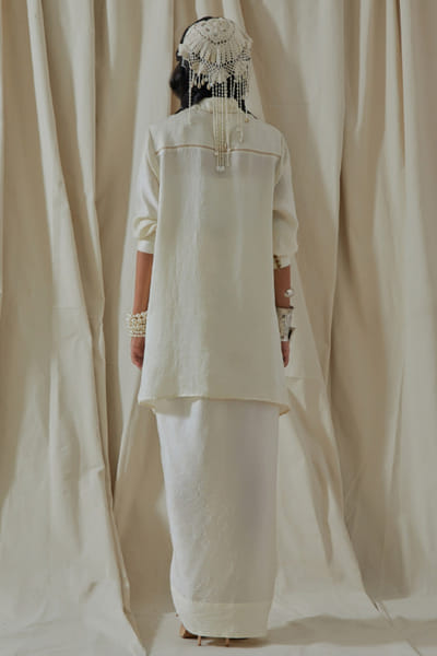 Aseem Kapoor Ecru tribal embroidered jacket ASEEMAY26D144555