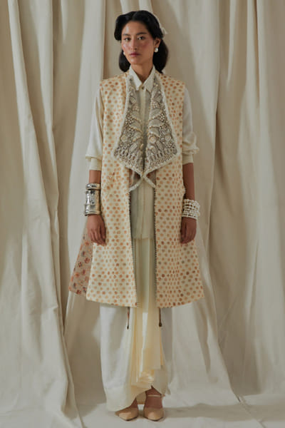 Aseem Kapoor White print embroidered jacket skirt set ASEEMAY26D144556