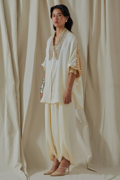Aseem Kapoor White embroidered silk shirt ASEEMAY26D144534