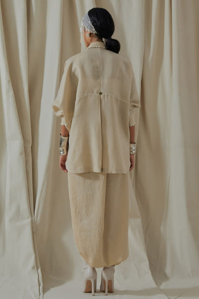 Aseem Kapoor Ecru embroidered linen shirt ASEEMAY26D144538
