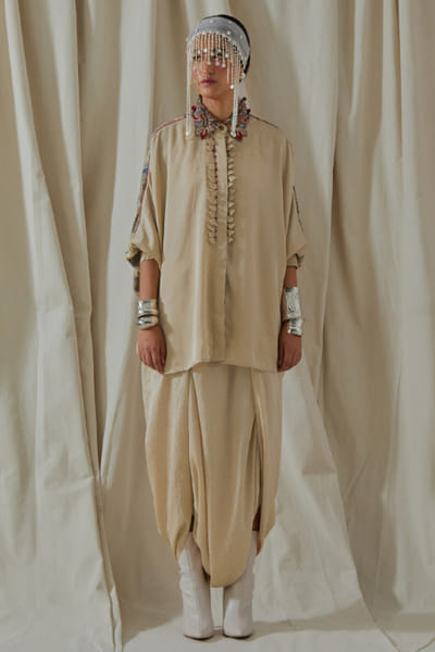 Aseem Kapoor Ecru silk embroidered shirt ASEEMAY26D144539