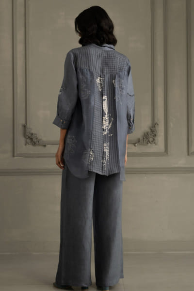 ARCVSH by Pallavi Singh Blue hand block printed embroidered co-ord set ARCVJUL26D149830