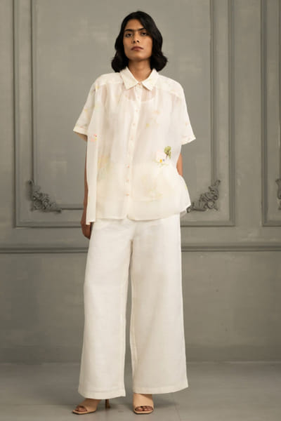 ARCVSH by Pallavi Singh Ivory hand embroidered block print co-ord set ARCVJUL26D149839