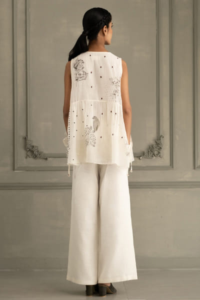ARCVSH by Pallavi Singh Ivory embroidered hand block print co-ord set ARCVJUL26D149836