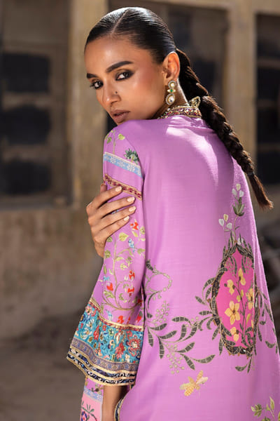 Sana Safinaz Pink printed embroidered kurta set SANAJUL26D150013