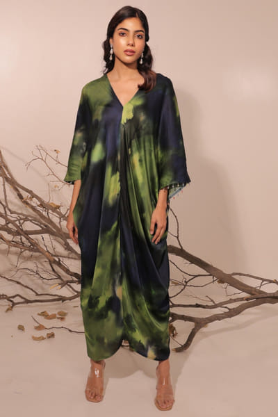 Midnight blue printed kaftan