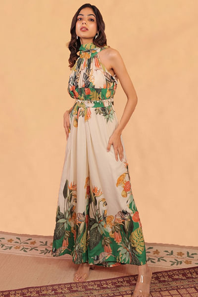 Green printed jumpsuit
