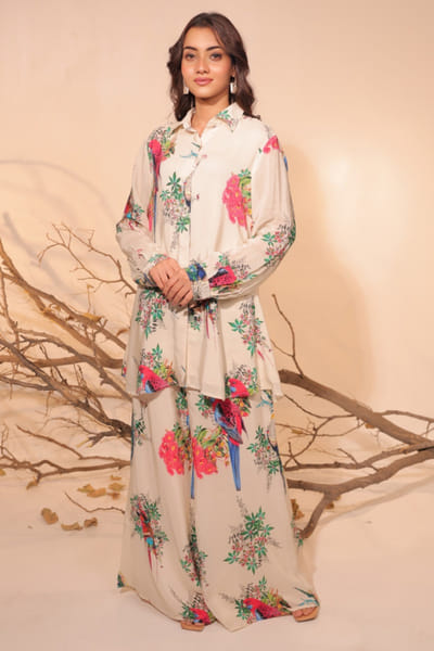 Off-white floral printed co-ords