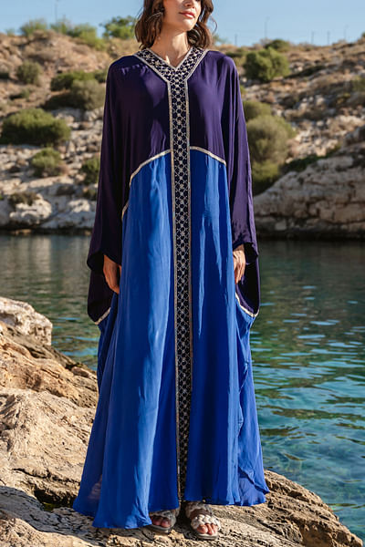 Blue embroidered kaftan