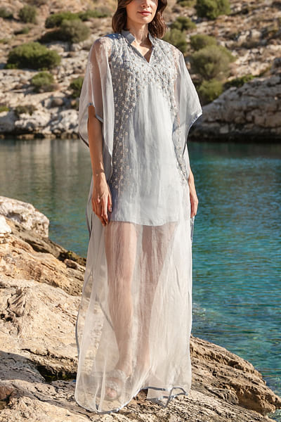 Blue ombre dyed kaftan