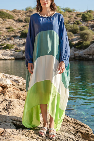 Colour blocked kaftan
