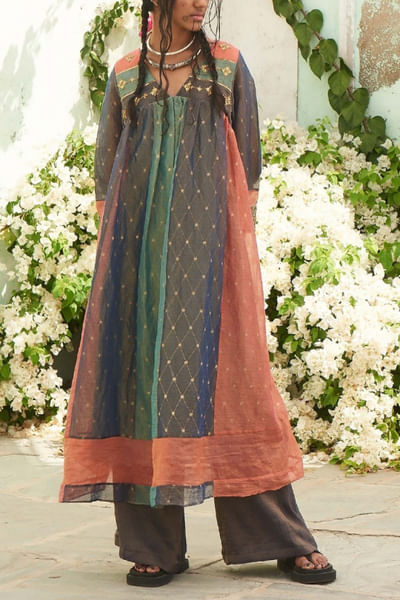 Blue and rust tunic set