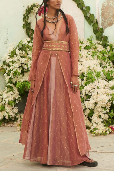 Gold tissue kalidar skirt and top