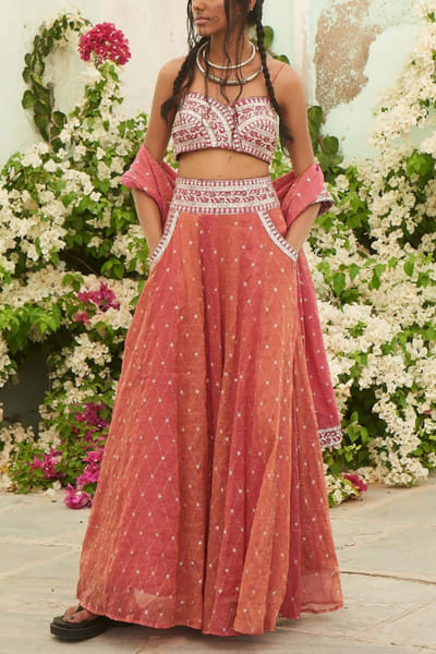 Shruti Sancheti Pink silver tissue lehenga set SSHPSS2320