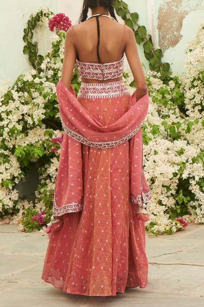 Shruti Sancheti Pink silver tissue lehenga set SSHPSS2320