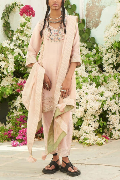 Shruti Sancheti Salmon kurta set SSHSEP2206
