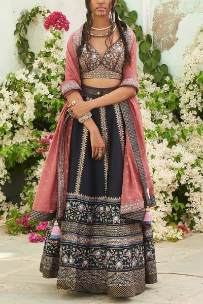 Shruti Sancheti Navy blue kalidar lehenga set SSHSEP2208
