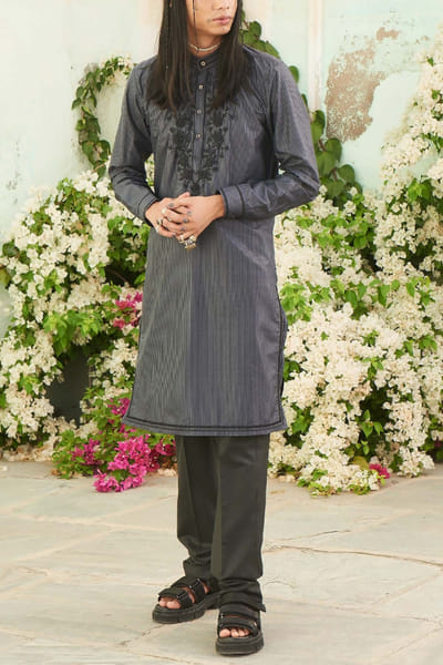 Grey printed kurta set