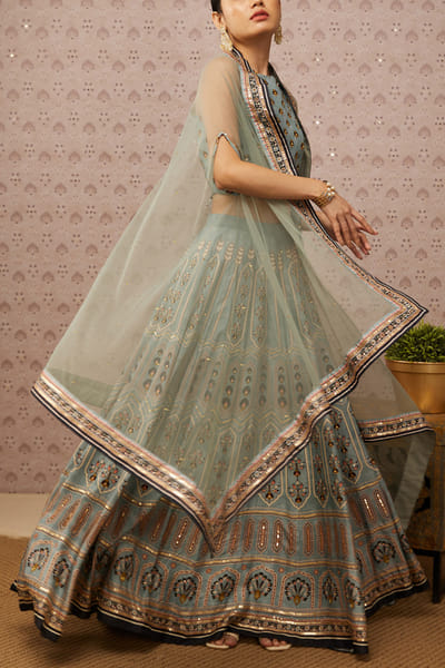 Soup by Sougat Paul Blue embroidered lehenga set SSPDROP2226