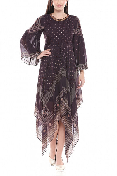 Burgundy printed dress