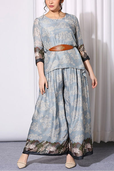 Powder blue printed co-ords