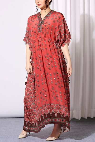 Rust orange kaftan dress