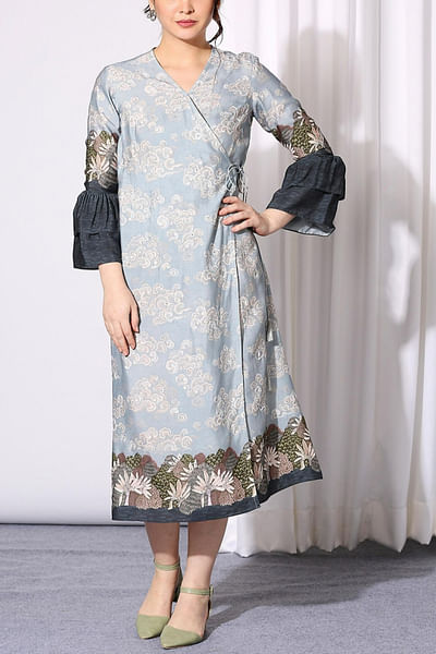 Powder blue printed dress