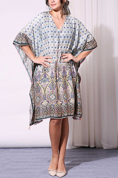 Powder blue printed kaftan