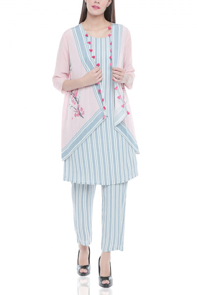 Soup by Sougat Paul Floral printed jacket and drape dress SSPSEP011