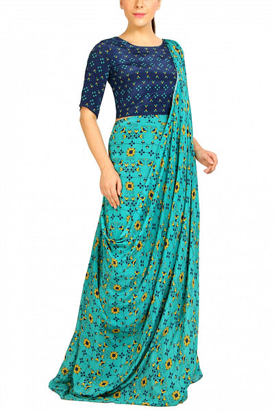 Printed sari gown