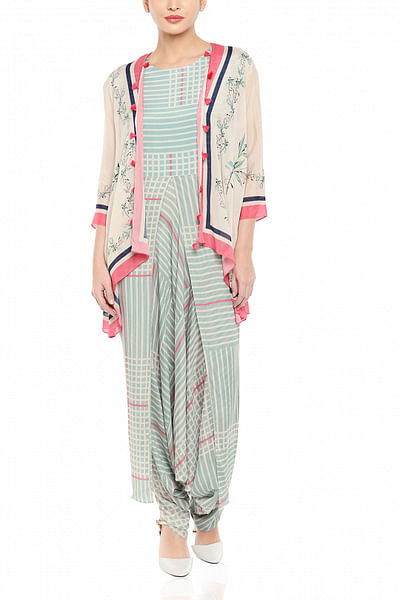 Printed check jumpsuit