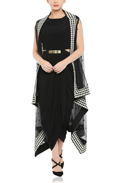 Soup by Sougat Paul Black and white dress set SSPSP2095