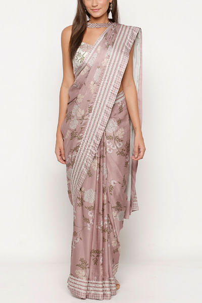 Mellow rose printed sari
