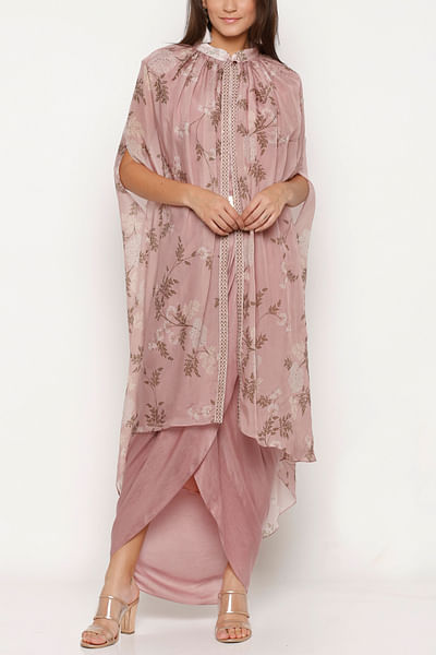 Soft rose drape dress & cape