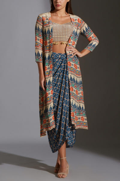 Soup by Sougat Paul Multicoloured printed jacket set SSPSP3129J21