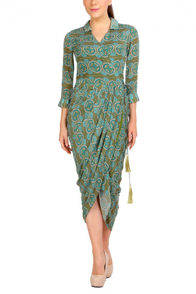 Soup by Sougat Paul Printed draped dress SSPSP967