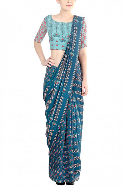 Printed sari with blouse