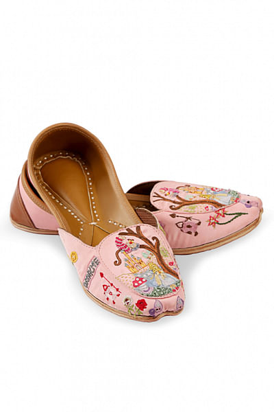 Pink embroidered loafers