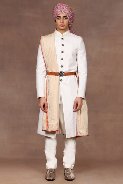 Beige embroidered stole