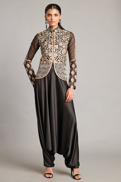 Black satin zouave pants