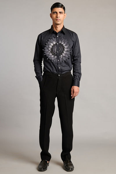 Black 3D mandala work shirt