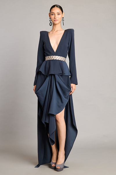 Grey draped skirt