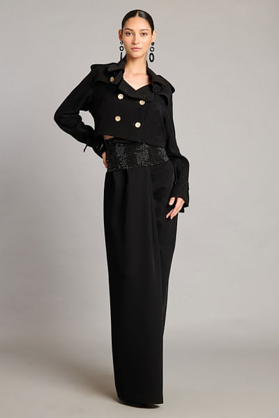 Black draped lungi skirt