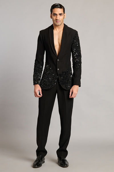 Black sequin embroidered suit