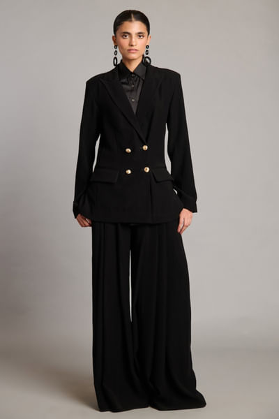 Black double-breasted suit