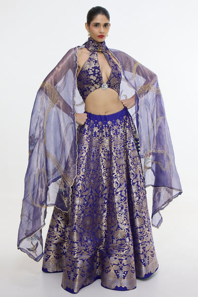Purple banarasi lehenga set