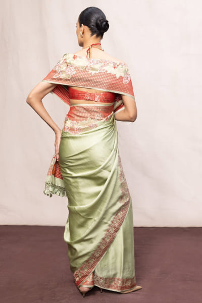 Ekaya Pistachio green handwoven banarasi sari EKAYJUL26D148952