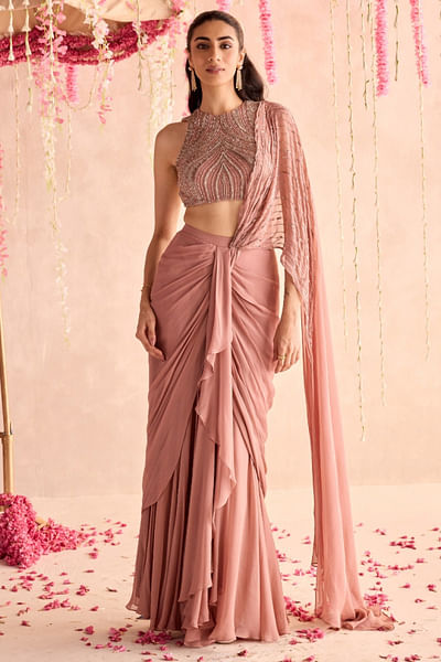 Champagne concept sari set